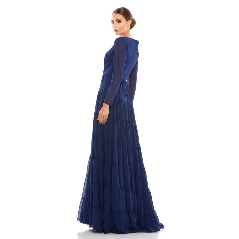 Mac Duggal 55311 Long Sleeve Ruffle Tiered Evening Gown 4 A Line - Picture 4 of 7